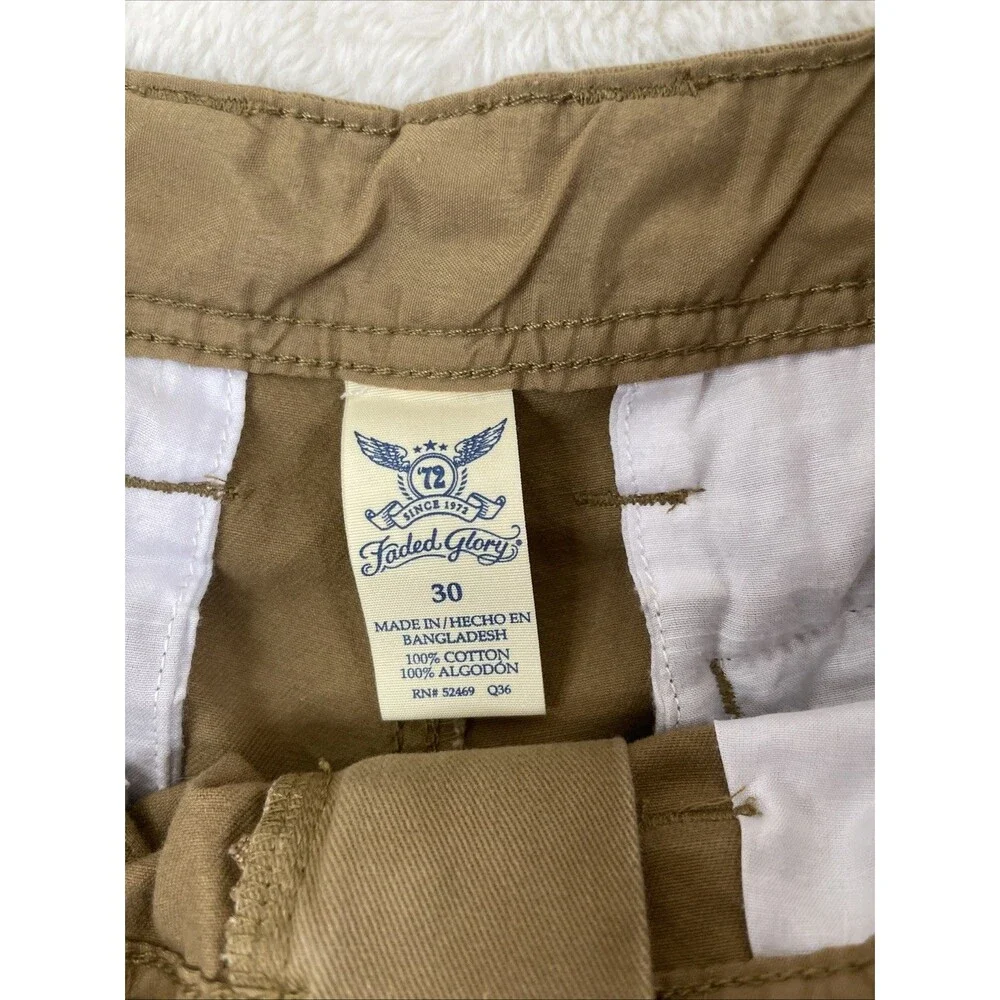 Faded Glory Men's Cargo Shorts, Size 30, Camel Inseam 11 1/2